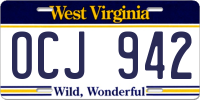 WV license plate OCJ942