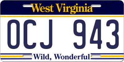 WV license plate OCJ943