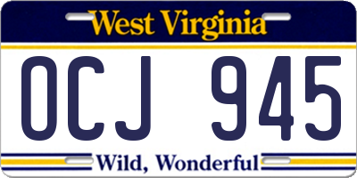 WV license plate OCJ945