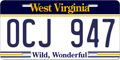 WV license plate OCJ947