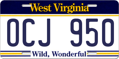 WV license plate OCJ950