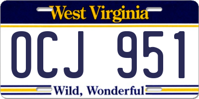 WV license plate OCJ951