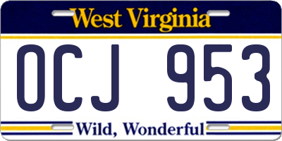 WV license plate OCJ953