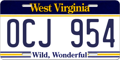 WV license plate OCJ954