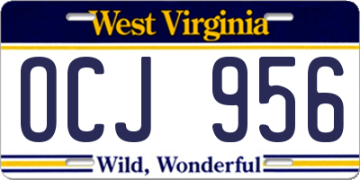 WV license plate OCJ956