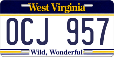 WV license plate OCJ957