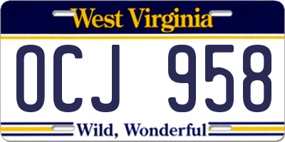 WV license plate OCJ958