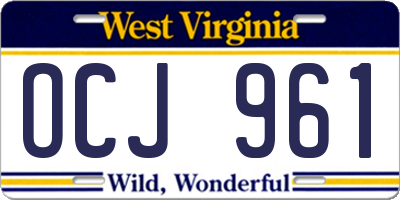 WV license plate OCJ961