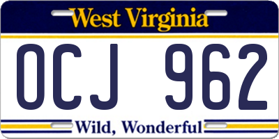 WV license plate OCJ962