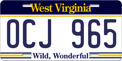WV license plate OCJ965