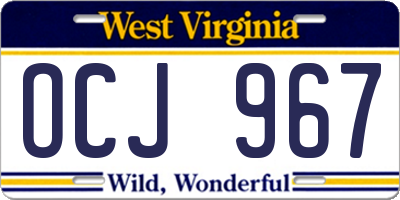WV license plate OCJ967