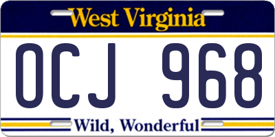 WV license plate OCJ968