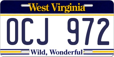 WV license plate OCJ972