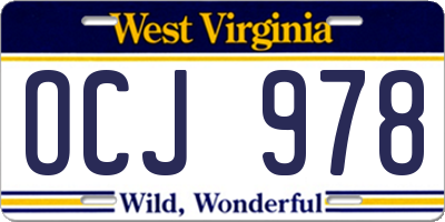 WV license plate OCJ978