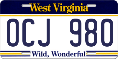 WV license plate OCJ980