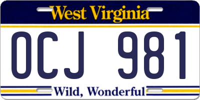 WV license plate OCJ981