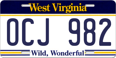 WV license plate OCJ982