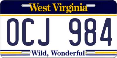 WV license plate OCJ984