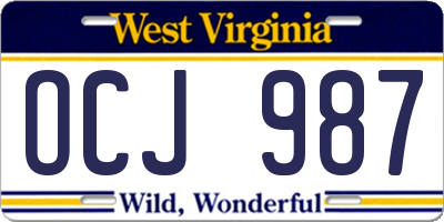 WV license plate OCJ987