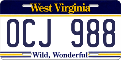 WV license plate OCJ988