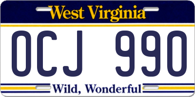 WV license plate OCJ990