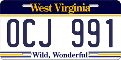 WV license plate OCJ991