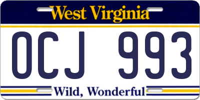 WV license plate OCJ993
