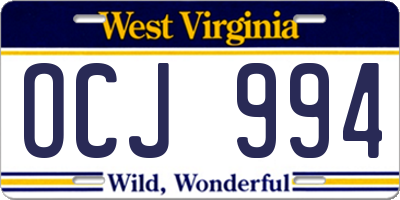 WV license plate OCJ994