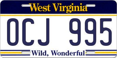 WV license plate OCJ995