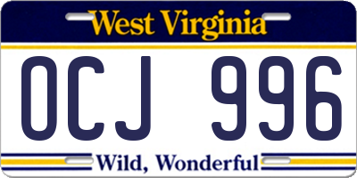 WV license plate OCJ996