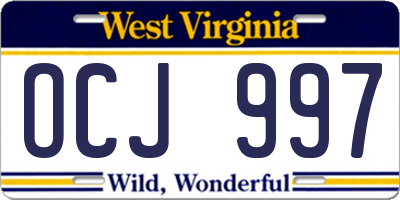 WV license plate OCJ997