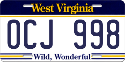 WV license plate OCJ998