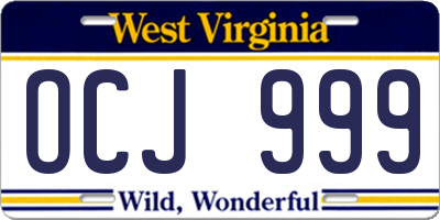 WV license plate OCJ999
