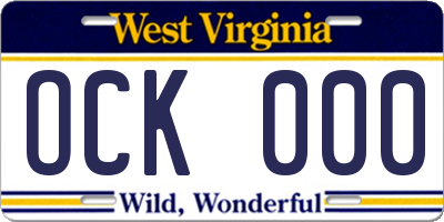 WV license plate OCK000