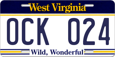 WV license plate OCK024
