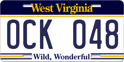 WV license plate OCK048