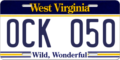 WV license plate OCK050