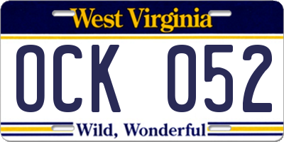 WV license plate OCK052