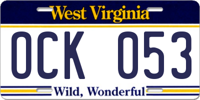 WV license plate OCK053