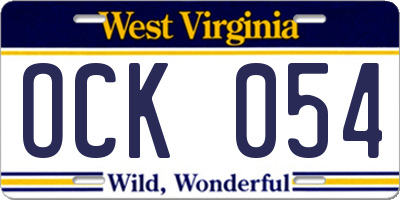 WV license plate OCK054