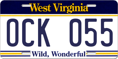 WV license plate OCK055