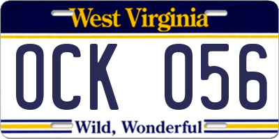 WV license plate OCK056