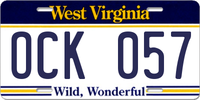 WV license plate OCK057