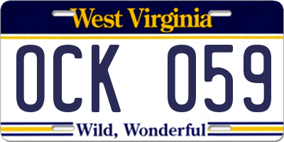 WV license plate OCK059