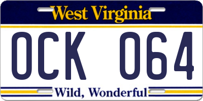 WV license plate OCK064