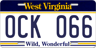 WV license plate OCK066