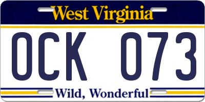WV license plate OCK073