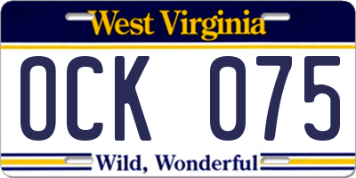 WV license plate OCK075