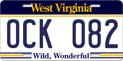 WV license plate OCK082