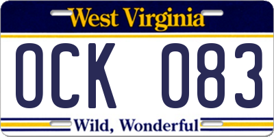 WV license plate OCK083